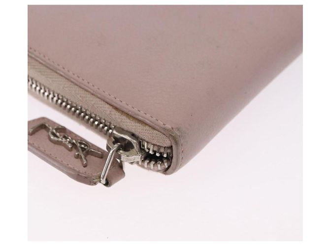 SAINT LAURENT Long Wallet Leather Beige Silver Auth bs36457 Argento - vista 8
