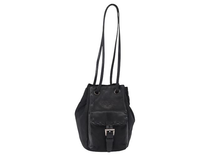 Borsa PRADA Borsa a tracolla Nylon Pelle Nero Argento Aut 192532 - vista 2