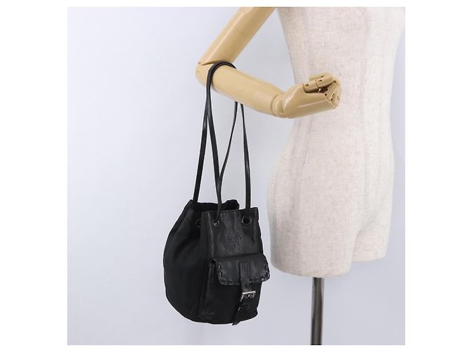Borsa PRADA Borsa a tracolla Nylon Pelle Nero Argento Aut 192532 - vista 22