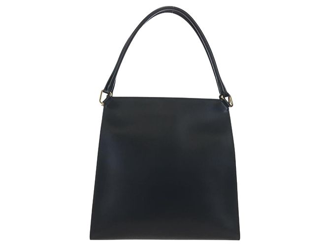 PRADA Schultertasche aus Leder Schwarz Gold Auth 190350V Golden - Ansicht 3