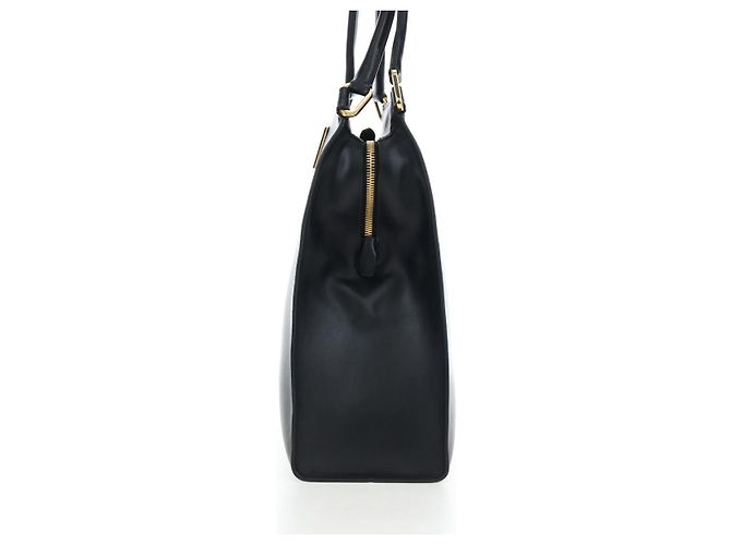 PRADA Schultertasche aus Leder Schwarz Gold Auth 190350V Golden - Ansicht 5