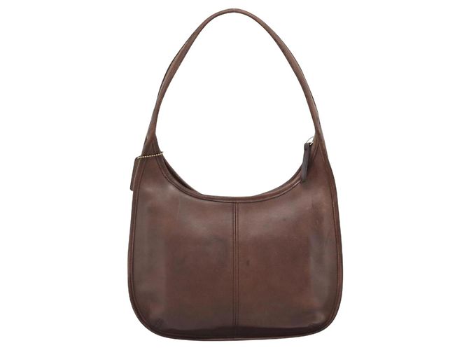 Borsa a Spalla Coach in Pelle Marrone e Oro Auth 194914A D'oro - vista 3