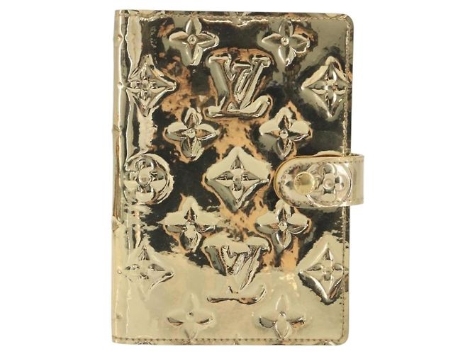 LOUIS VUITTON Monogram Miroir Agenda PM Planner Cover Gold R20962 Auth BA14630A Dorado - vista 2