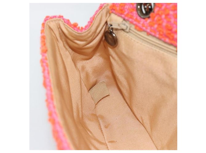 CHANEL Matelasse 25 Chain Shoulder Bag Tweed Orange Gold Tone CC Auth BA14597SAM Arancione - vista 19