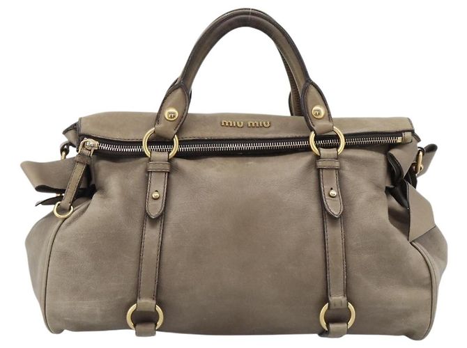 Borsa Miu Miu in pelle 2way Marrone Oro Auth 194733V D'oro - vista 2