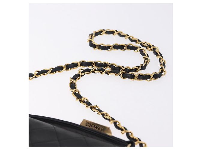 CHANEL Matelasse Chain Shoulder Bag Lamb Skin 2way Black Gold CC Auth 194687SAM Nero D'oro - vista 10