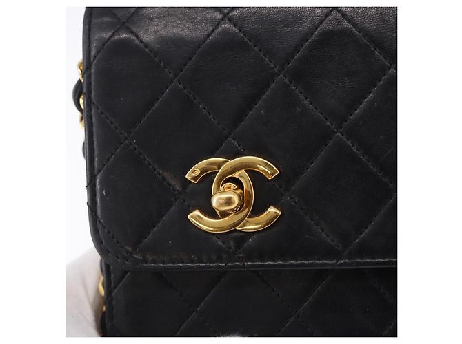 CHANEL Matelasse Chain Shoulder Bag Lamb Skin 2way Black Gold CC Auth 194687SAM Nero D'oro - vista 18