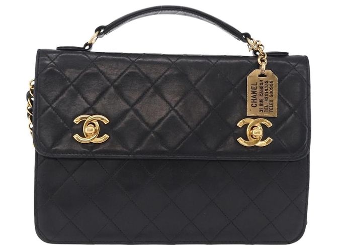 CHANEL Matelasse Chain Shoulder Bag Lamb Skin 2way Black Gold CC Auth 194687SAM Nero D'oro - vista 2
