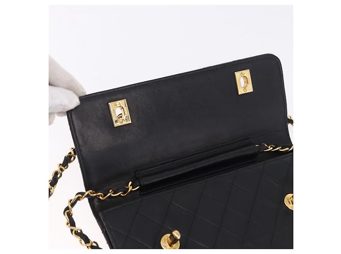 CHANEL Matelasse Chain Shoulder Bag Lamb Skin 2way Black Gold CC Auth 194687SAM Nero D'oro - vista 20
