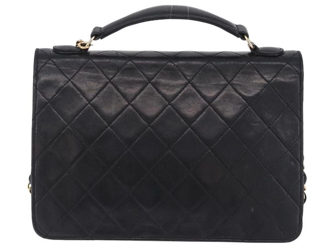 CHANEL Matelasse Chain Shoulder Bag Lamb Skin 2way Black Gold CC Auth 194687SAM Nero D'oro - vista 3