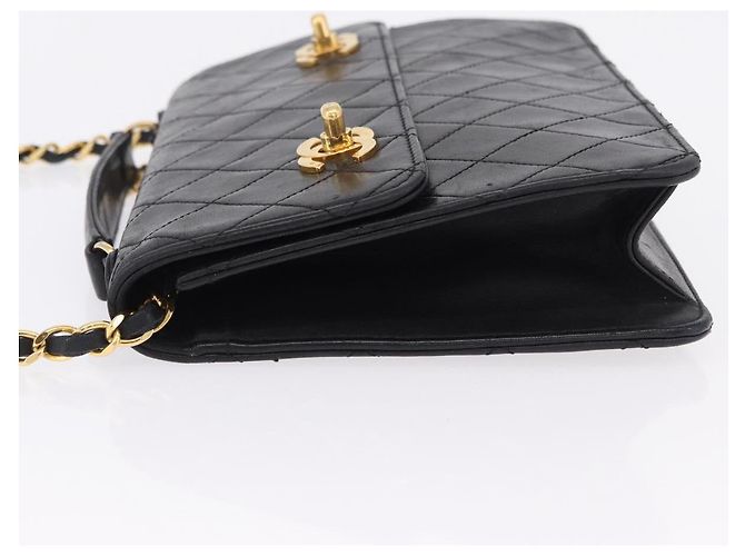 CHANEL Matelasse Chain Shoulder Bag Lamb Skin 2way Black Gold CC Auth 194687SAM Nero D'oro - vista 5