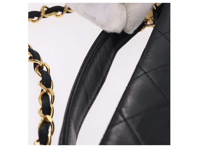 CHANEL Matelasse Chain Shoulder Bag Lamb Skin 2way Black Gold CC Auth 194687SAM Nero D'oro - vista 8