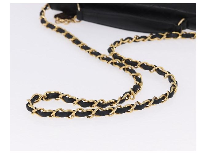 CHANEL Matelasse Chain Shoulder Bag Lamb Skin 2way Black Gold CC Auth 194687SAM Nero D'oro - vista 9