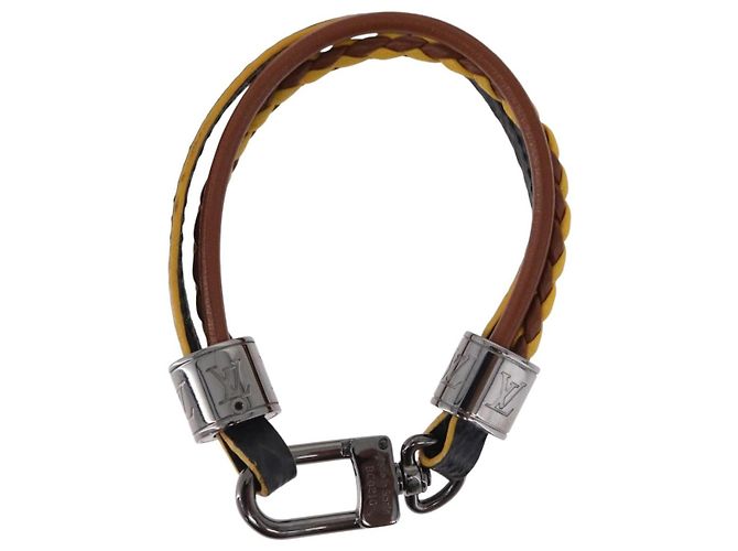 Bracciale LOUIS VUITTON LV Treble in pelle marrone M6423 LV Auth 193607A - vista 2