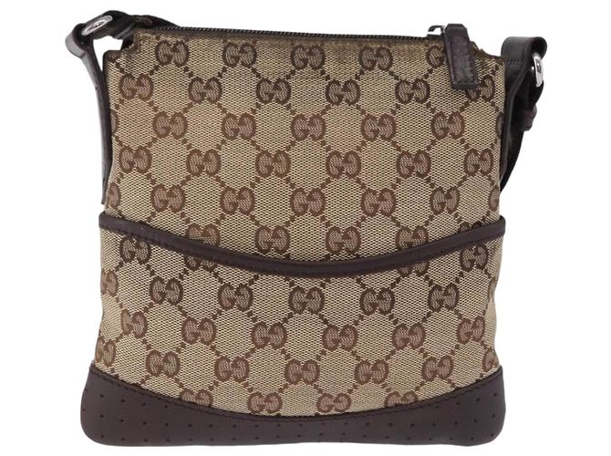 Borsa a tracolla GUCCI GG Canvas Beige Argento 147671 Auth ka5478 - vista 2