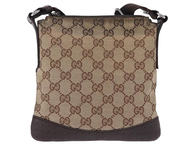 Borsa a tracolla GUCCI GG Canvas Beige Argento 147671 Auth ka5478 - vista 3