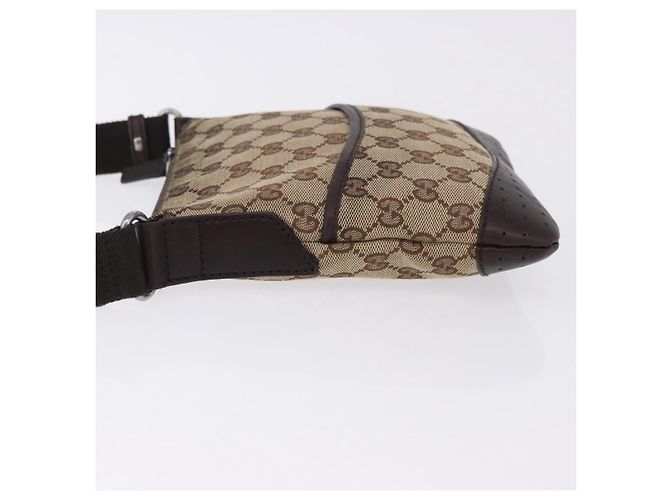 Borsa a tracolla GUCCI GG Canvas Beige Argento 147671 Auth ka5478 - vista 5