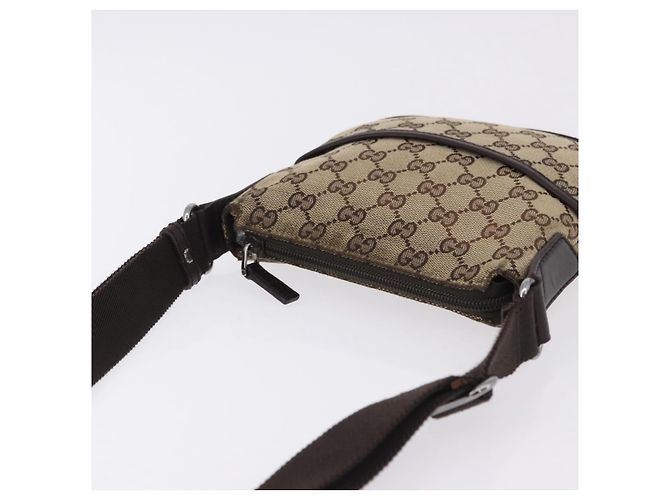 Borsa a tracolla GUCCI GG Canvas Beige Argento 147671 Auth ka5478 - vista 6