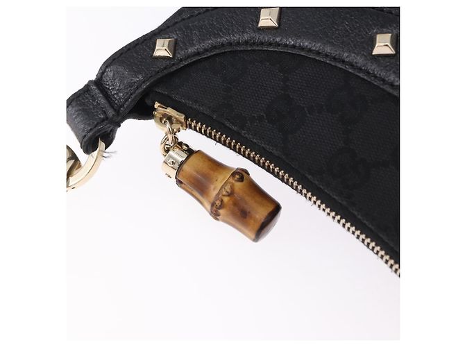 Borsa a Spalla GUCCI Bamboo in Pelle Nera e Oro 137378 Auth 194670V Nero D'oro - vista 14
