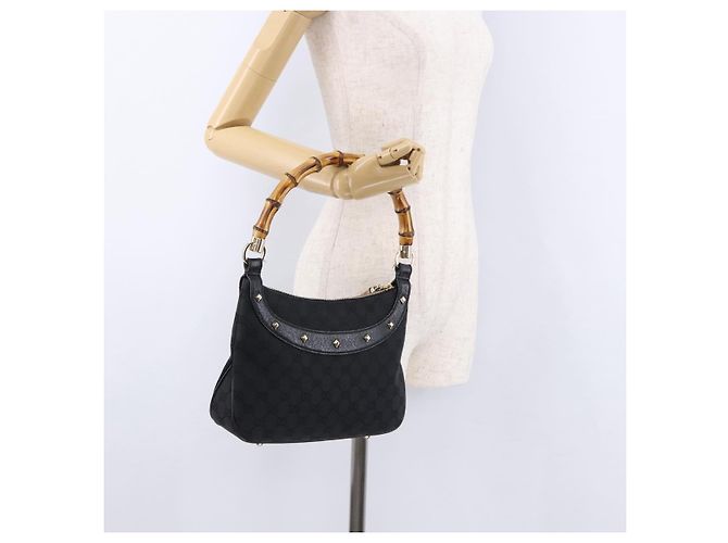 Borsa a Spalla GUCCI Bamboo in Pelle Nera e Oro 137378 Auth 194670V Nero D'oro - vista 22