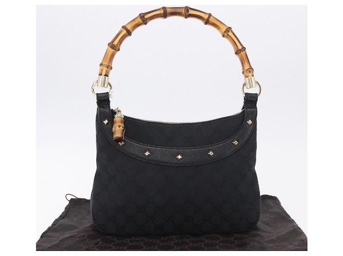 Borsa a Spalla GUCCI Bamboo in Pelle Nera e Oro 137378 Auth 194670V Nero D'oro - vista 23
