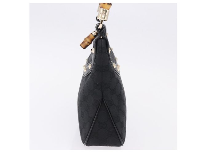 Borsa a Spalla GUCCI Bamboo in Pelle Nera e Oro 137378 Auth 194670V Nero D'oro - vista 4