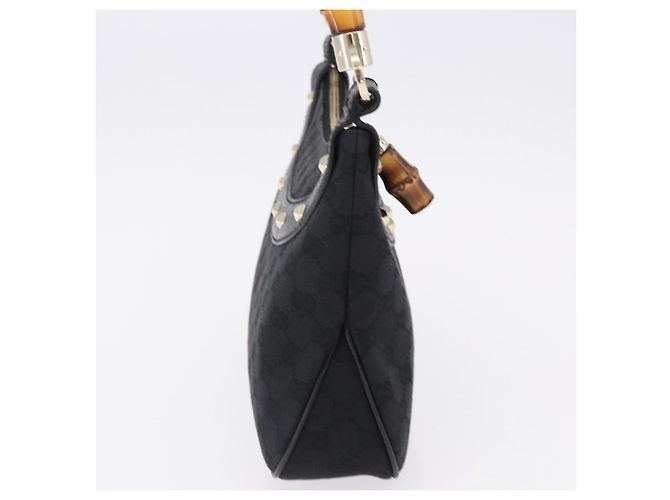 Borsa a Spalla GUCCI Bamboo in Pelle Nera e Oro 137378 Auth 194670V Nero D'oro - vista 5