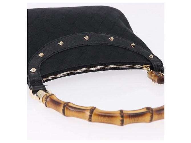 Borsa a Spalla GUCCI Bamboo in Pelle Nera e Oro 137378 Auth 194670V Nero D'oro - vista 6