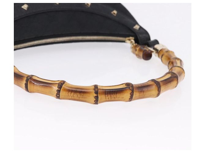 Borsa a Spalla GUCCI Bamboo in Pelle Nera e Oro 137378 Auth 194670V Nero D'oro - vista 7