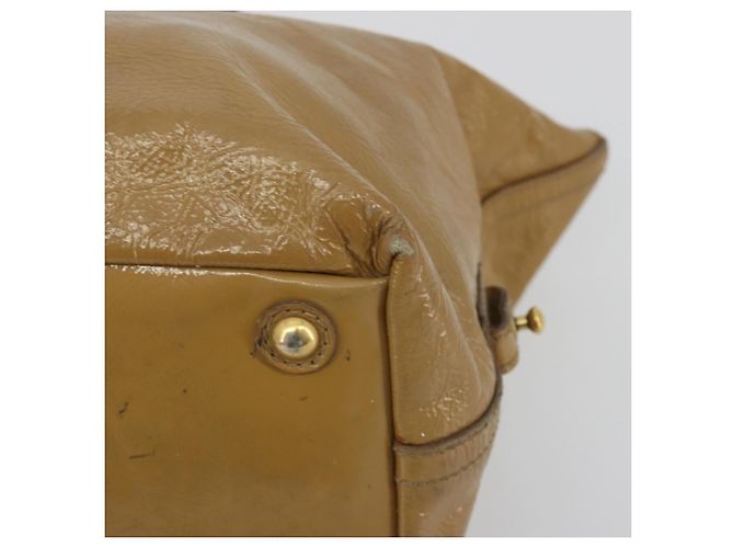 SAINT LAURENT Borsa in pelle vernice Beige Oro 208315 Auth BA14520 D'oro - vista 10