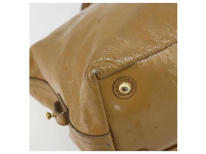 SAINT LAURENT Borsa in pelle vernice Beige Oro 208315 Auth BA14520 D'oro - vista 11