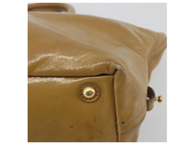SAINT LAURENT Borsa in pelle vernice Beige Oro 208315 Auth BA14520 D'oro - vista 12