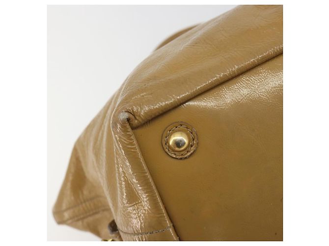 SAINT LAURENT Borsa in pelle vernice Beige Oro 208315 Auth BA14520 D'oro - vista 13