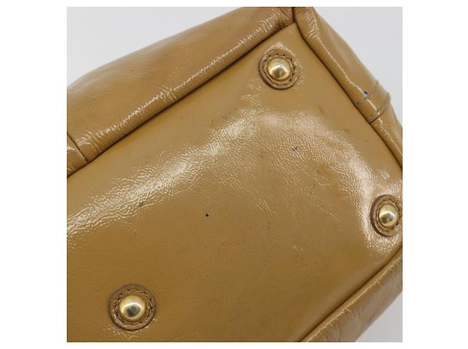 SAINT LAURENT Borsa in pelle vernice Beige Oro 208315 Auth BA14520 D'oro - vista 14
