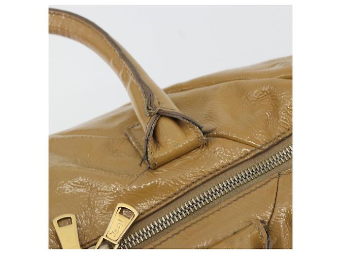 SAINT LAURENT Borsa in pelle vernice Beige Oro 208315 Auth BA14520 D'oro - vista 15