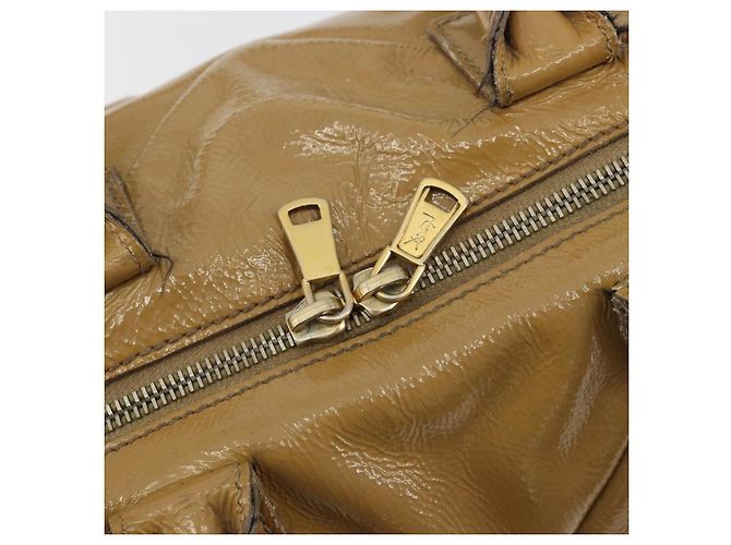 SAINT LAURENT Borsa in pelle vernice Beige Oro 208315 Auth BA14520 D'oro - vista 16