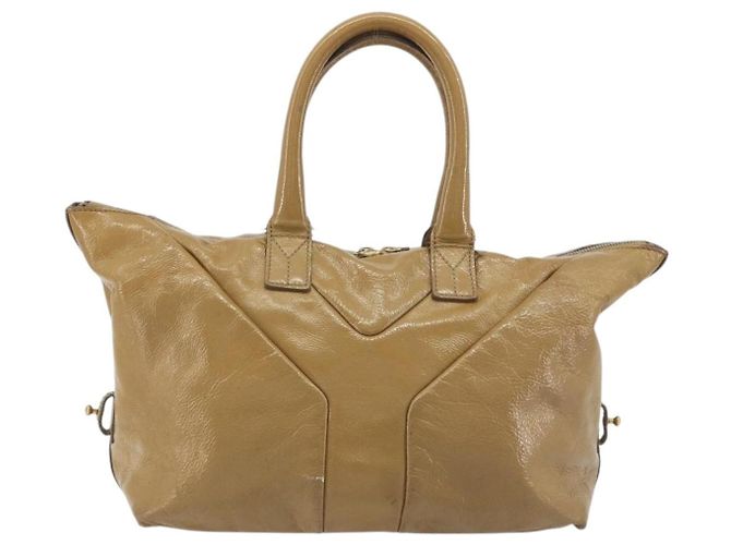 SAINT LAURENT Borsa in pelle vernice Beige Oro 208315 Auth BA14520 D'oro - vista 3