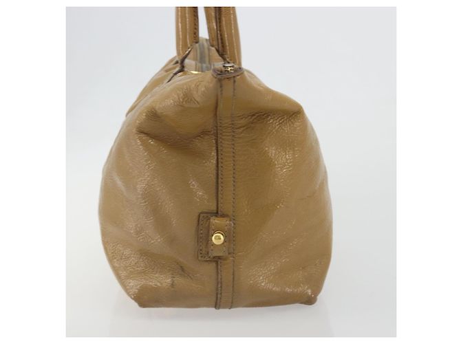 SAINT LAURENT Borsa in pelle vernice Beige Oro 208315 Auth BA14520 D'oro - vista 5