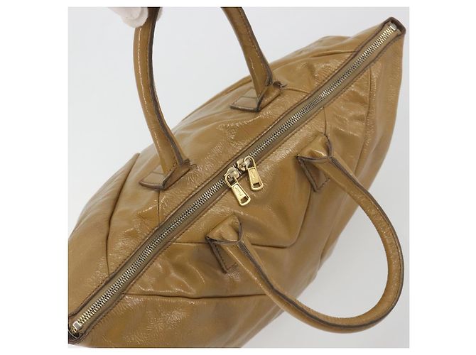 SAINT LAURENT Borsa in pelle vernice Beige Oro 208315 Auth BA14520 D'oro - vista 6