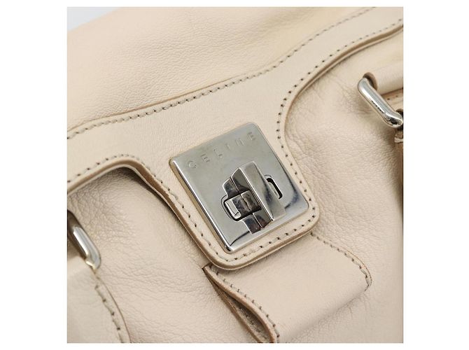 Céline CELINE Handtasche Leder Elfenbein Silber Authentisch BA14651 Roh - Ansicht 14