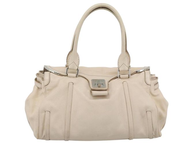 Céline CELINE Handtasche Leder Elfenbein Silber Authentisch BA14651 Roh - Ansicht 2