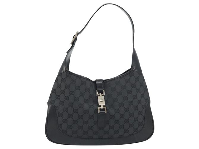 Sac à main GUCCI GG Canvas Jackie Noir Argent 001 3306 Auth 194743V Argenté - vue 2