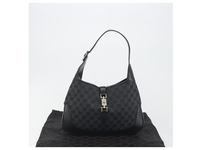 Sac à main GUCCI GG Canvas Jackie Noir Argent 001 3306 Auth 194743V Argenté - vue 24