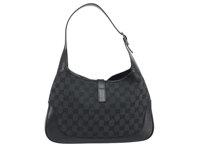 Sac à main GUCCI GG Canvas Jackie Noir Argent 001 3306 Auth 194743V Argenté - vue 3