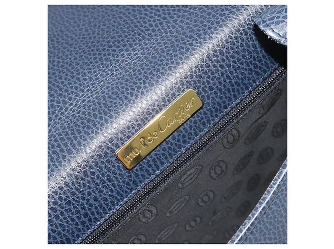 Borsa a tracolla CARTIER Must Line in pelle blu e oro Auth bs36594 D'oro - vista 16