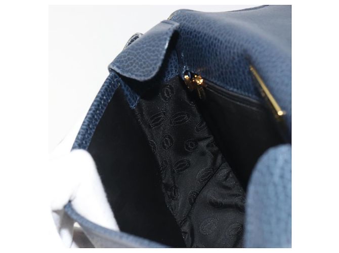 Borsa a tracolla CARTIER Must Line in pelle blu e oro Auth bs36594 D'oro - vista 19