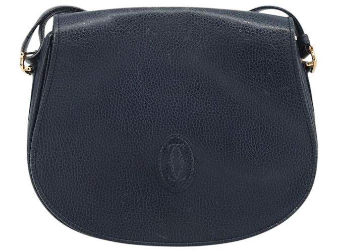 Borsa a tracolla CARTIER Must Line in pelle blu e oro Auth bs36594 D'oro - vista 2