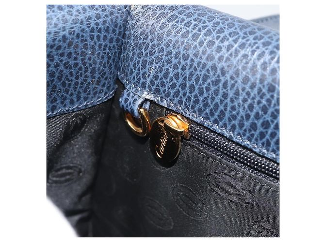 Borsa a tracolla CARTIER Must Line in pelle blu e oro Auth bs36594 D'oro - vista 20