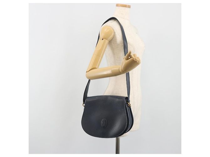 Borsa a tracolla CARTIER Must Line in pelle blu e oro Auth bs36594 D'oro - vista 22