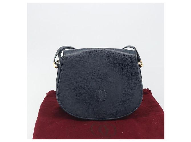 Borsa a tracolla CARTIER Must Line in pelle blu e oro Auth bs36594 D'oro - vista 23
